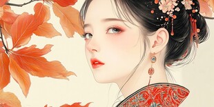 古风美女头像插画封面