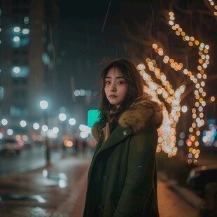 夜景美女人像