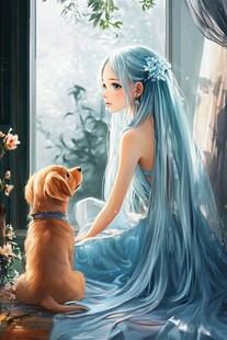 梦幻唯美蓝色系少女