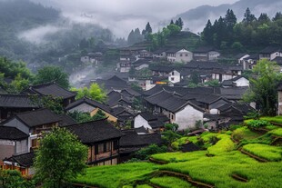 烟雨梯田