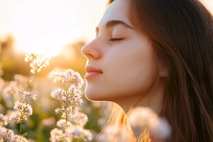 午后沐浴阳光下的美女