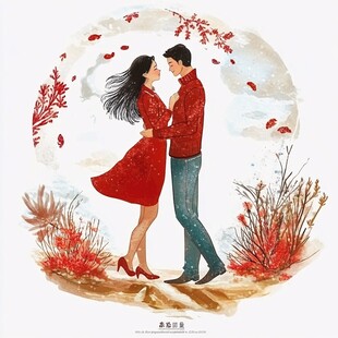 浪漫情侣插画
