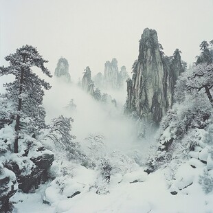 雪后迎客松