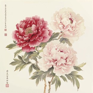 牡丹花高清手绘画