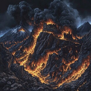 火山立体画