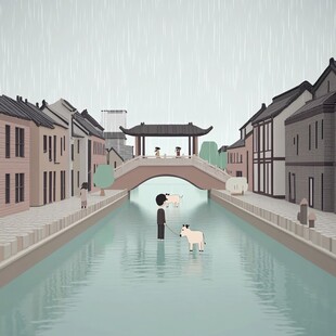 雨巷插画