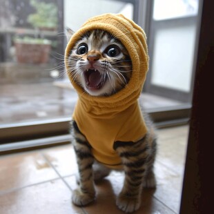 戴兜帽衫的猫
