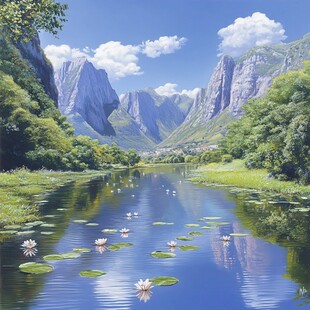 美丽山水风景绘画风景