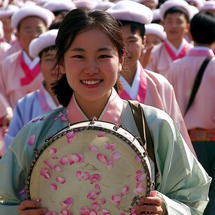 朝鲜打鼓女人