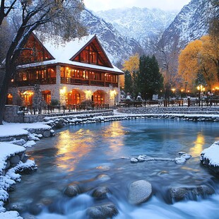 欧式园林雪景