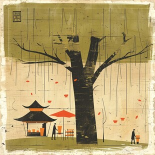爱晚亭插画