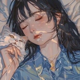 治愈系女孩睡觉春困