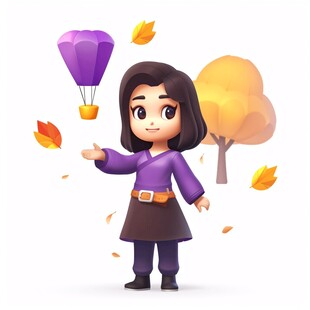 秋游的好小女孩插画