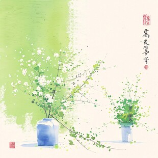 中式插花装饰画