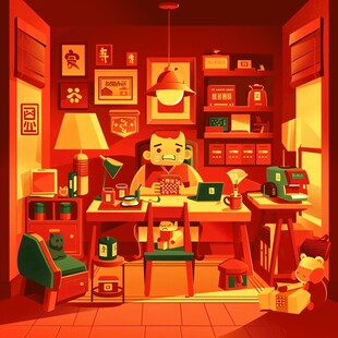 居家场景插画