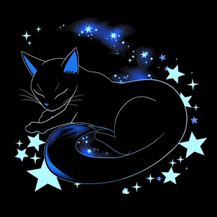 黑色猫猫星星海洋