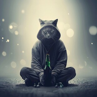 戴兜帽衫的猫