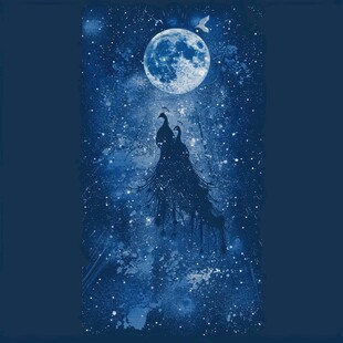 唯美黑夜晚女孩吊旗