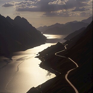 蜿蜒河流山间道路