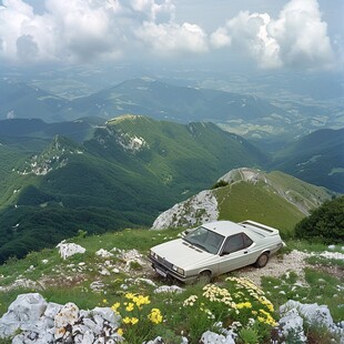 山顶的越野汽车