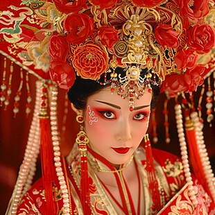 蜡像新娘凤冠霞帔
