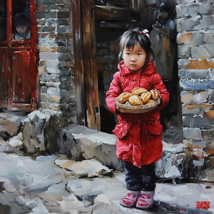 朝鲜族卖糕点小女孩