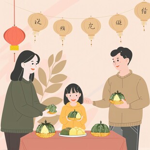 新年家人插画