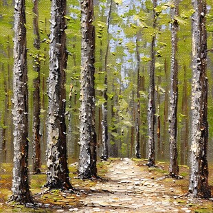 高清白桦林油画