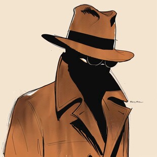 卡通冷峻侦探头像