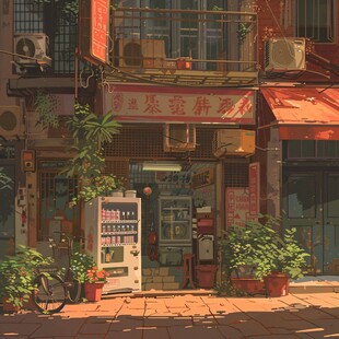 街边小店插画