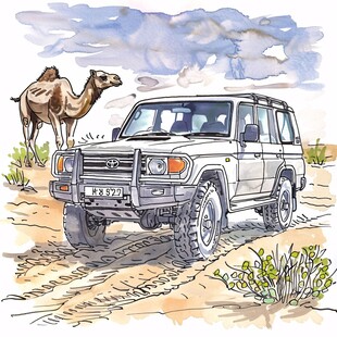 阿拉善海报插画水彩