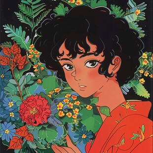 持花的少女