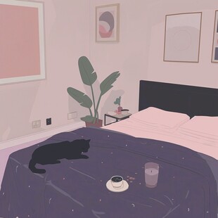 慵懒风简约插画