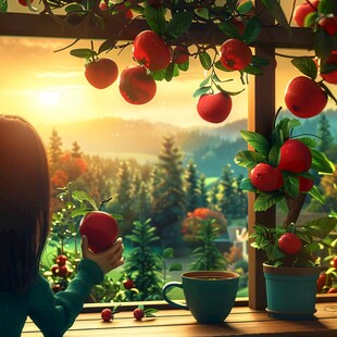 清晨早晨的苹果