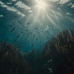 海洋海底鱼群