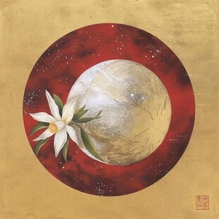 岩彩山茶花之皎月
