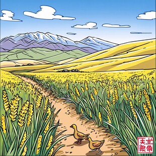 田间鸭插画
