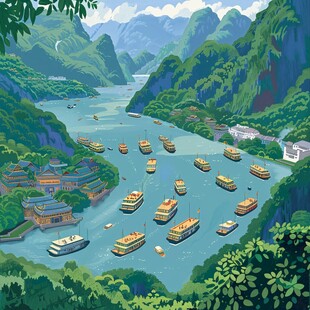 瞿塘峡插画