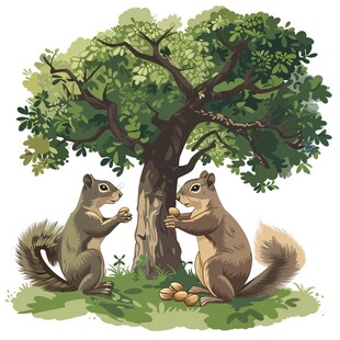 卡通动物松鼠插画