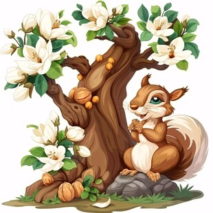 卡通动物松鼠插画