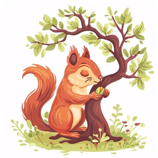 卡通动物松鼠插画