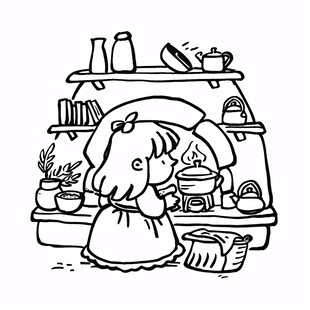 手绘做家务线稿