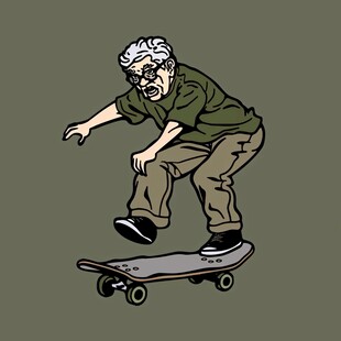 手绘滑板人