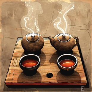 围炉煮茶插画