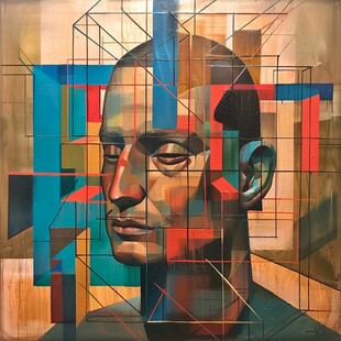 人脸色块拼接装饰画