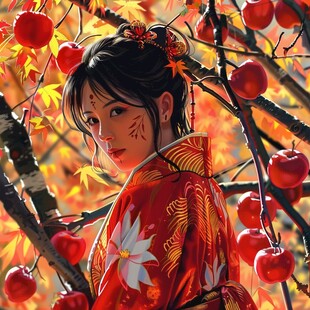 红叶古风美女