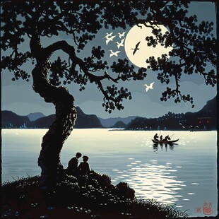 渔家山水插画