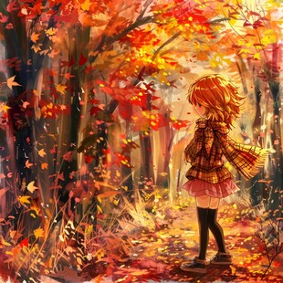 银杏树下的女孩