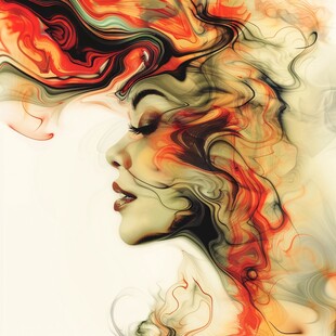 唯美抽象画水彩画女人