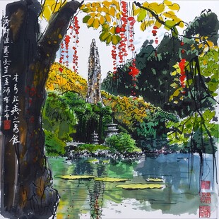 琶洲塔水粉画